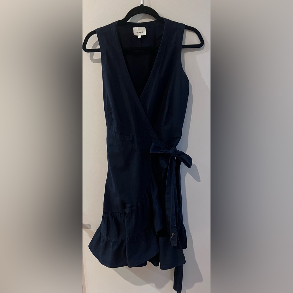 Seed Heritage Navy Mini Wrap Dress